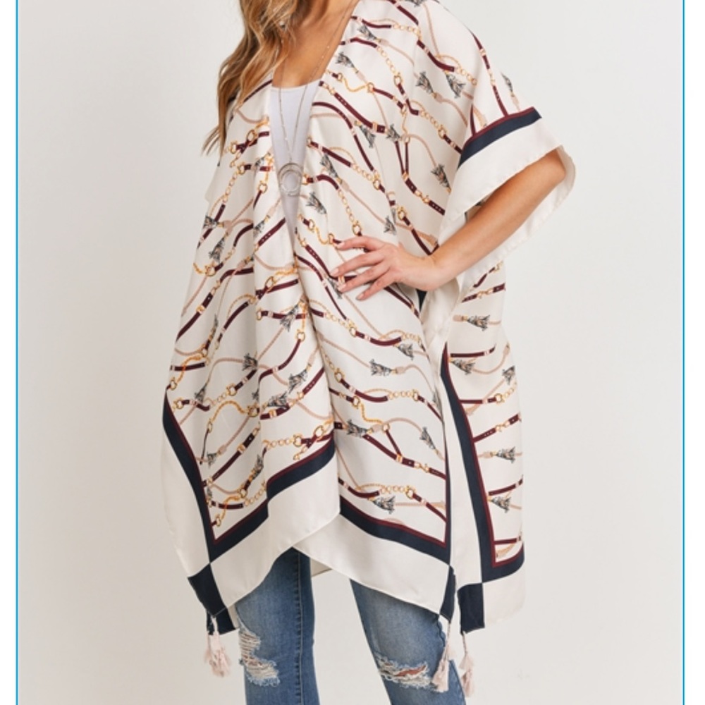 Women's New Chain Links Open Front Kimono - Picture 7 of 8